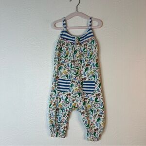 Baby Boden Baby Girl Romper Mermaid Floral Print Pocket Cotton Size 9-12M